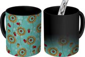 Magische Mok - Foto op Warmte Mokken - Koffiemok - Bohemian - Bloemen - Retro - Design - Magic Mok - Beker - 350 ML - Theemok