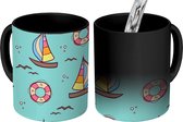 Magische Mok - Foto op Warmte Mokken - Koffiemok - Boot - Vogel - Zee - Patronen - Magic Mok - Beker - 350 ML - Theemok