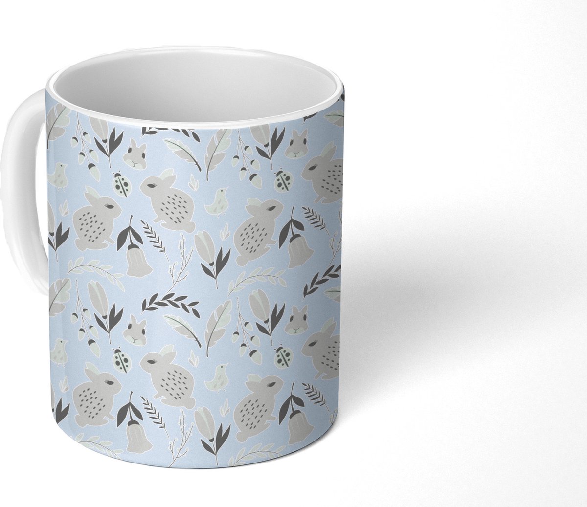 Mok - Koffiemok - Konijnen - Patronen - Lente - Mokken - 350 ML - Beker - Koffiemokken - Theemok