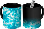 Magische Mok - Foto op Warmte Mokken - Blauw - Wit - Tie dye - Patroon - Magic Mok - Beker - 350 ML - Uitdeelcadeautjes