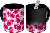 Magische Mok - Foto op Warmte Mokken - Koffiemok - Bloemen - Roze - Zomer - Patronen - Magic Mok - Beker - 350 ML - Theemok