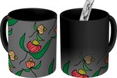 Magische Mok - Foto op Warmte Mokken - Koffiemok - Flora - Bloemen - Patroon - Boho - Magic Mok - Beker - 350 ML - Theemok