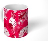 Mok - Koffiemok - Bladeren - Hawaii - Roze - Patronen - Mokken - 350 ML - Beker - Koffiemokken - Theemok