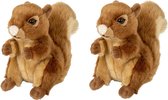 Set van 2x stuks pluche rode Eekhoorns knuffel van 18 cm - Dieren speelgoed knuffels cadeau - Knuffeldieren