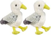 2x stuks pluche wit/grijze zeemeeuw knuffel 20 cm - Vogel knuffels - Speelgoed voor kinderen