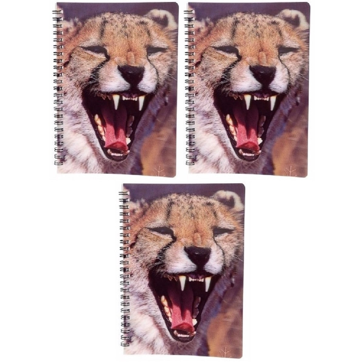 3x stuks luipaard schrift 3D 21cm - opschrijfboekjes/notitieboekje