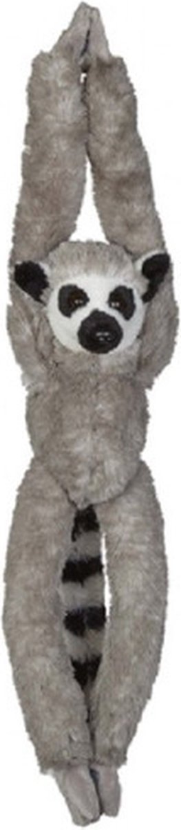 Ravensden Pluche grijze ringstaartmaki knuffel 65 cm Ringstaartmaki apen jungledieren knuffels Speelgoed voor kinderen