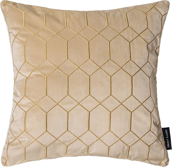 Lucy's Living Luxe sierkussenhoes Velvet CRYSTAL Nude 45 x 45 cm velvet wonen bol