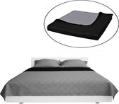 Bedsprei - Gewatteerd - Dubbelzijdig - 2 persoons - 230x260cm - Zwart/Grijs