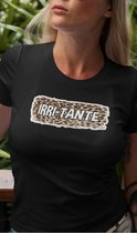 IRRI-TANTE dames T-shirt. leopard print Dames zwart shirt. Maat M