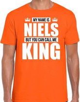 Naam cadeau My name is Niels - but you can call me King t-shirt oranje heren - Cadeau shirt o.a verjaardag/ Koningsdag XL