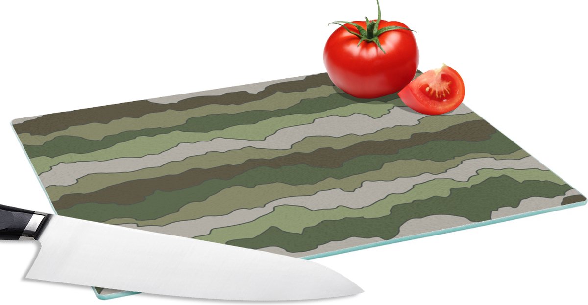 Glazen Snijplank - 28x20 - Camouflage - Patronen - Leger - Snijplanken Glas
