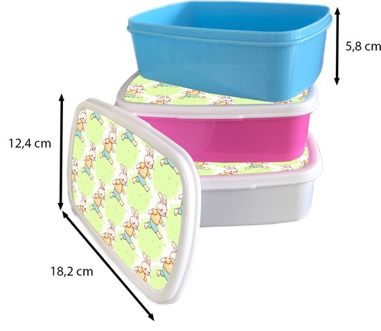 Lunch box Wit - Lunch box - Boîte à pain - Lapin - Motifs - Enfants - Dessin animé - 18x12x6 cm - Adultes