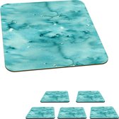 Onderzetters voor glazen - Patroon - Turquoise - Waterverf - 10x10 cm - Glasonderzetters - 6 stuks