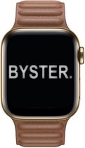 BYSTER. Leather Link-bandje voor Apple Watch - 42/44/45 mm - Zadelbruin