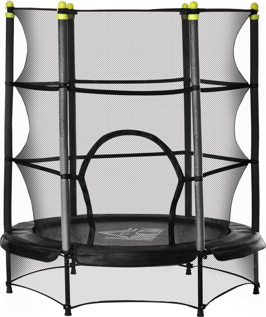 Kindertrampoline met veiligheidsnet - trampoline - speelgoed - zwart - Ø140 cm