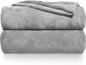 knuffeldeken fluffy & super zacht - hoge kwaliteit fleece deken ook perfect als woondeken, sprei, sofa deken & zomerdeken geschikt - elegante gooideken voor sofa & bank (Grijs, 240