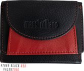 Massi Miliano Portemonnee (klein) Unisex Nappa Leer Zwart/rood (MMRS-7869-6+36)