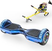 Microgo Hoverboard 6.5 Inch | Krachtige Motor | Sier LEDs | Bluetooth Speaker | Blauw + Kart Hiphop