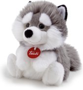 Trudi Fluffy Knuffel Husky 19 cm - Hoge kwaliteit pluche knuffel - Knuffeldier voor jongens en meisjes - Grijs WIt - 17x19x18 cm maat S