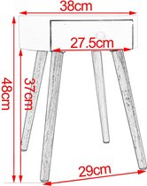 A.T. Shop Bijzettafel, nachtkastje, met lade, met poten, hout, MDF, wit, 38 x 38 x 48 cm
