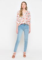 LOLALIZA Bloemenblouse - Licht Roze - Maat 36