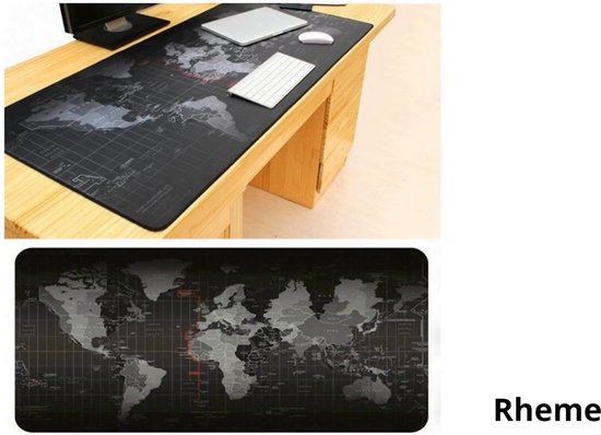 Tapis de souris XL antidérapant gamer souple PC motif carte du monde 80 x  30 cm