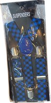 Kinderbretels - Bretels - Met extra stevige - Britse stijl - 65cm x 2,5 - Effen - Blauw met  Zwart