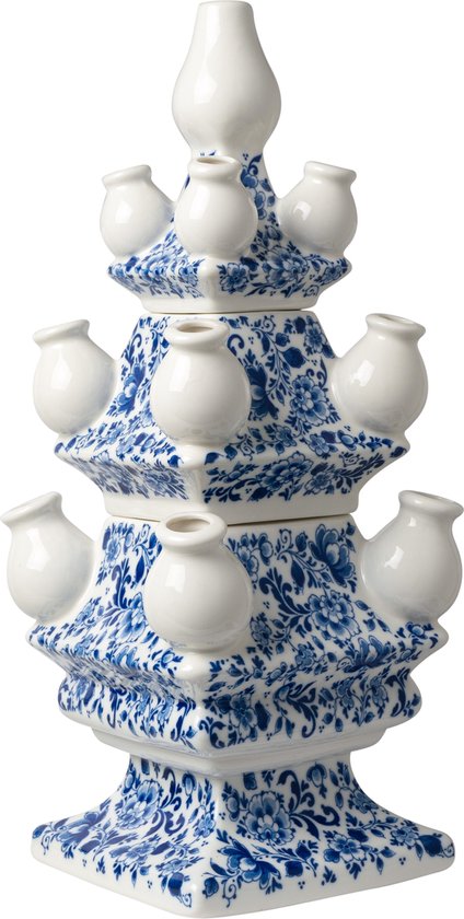 Tulpenvaas Delfts blauw - 40 cm - 3-delig - Heinen Delfts blauw - cadeau voor vrouw - cadeau vrouw populair