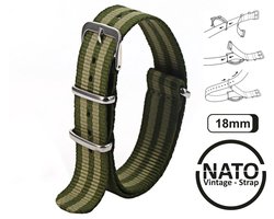 18mm Nato Strap Leger Groen - Vintage James Bond - Nato Strap collectie - Mannen - Horlogebanden - Army Green - 18 mm bandbreedte voor oa. Seiko Rolex Omega Casio en Citizen