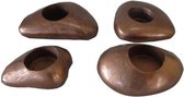 Deco4yourhome® - Theelicht - Set van 4 - Stones - Steentjes - Koper - Vintage Copper - Chantal