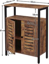 A.T. Shop Commode kast, dressoir, keukenkast vintage, 60 x 30 x 81 cm, met ingebouwde verstelbaar