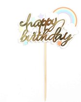 Happy Birthday Cake Topper Verjaardag Taart Decoratie Goud Gold