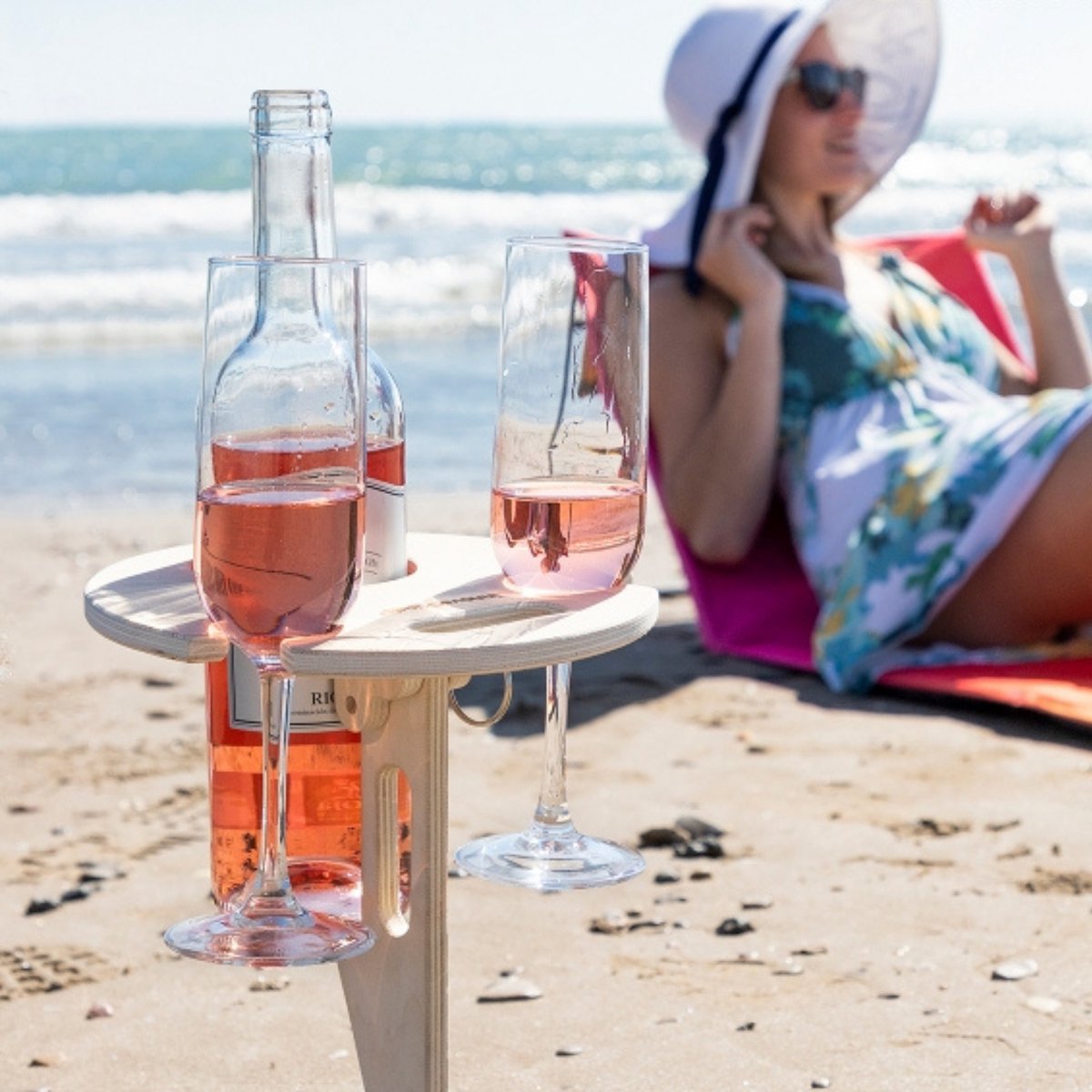 Wijntafel - Wijnglazen Houder - Wijnrek Hout - Wijn Cadeau - Wijnhouder - Champagne - Picknick - Ideaal voor op het Strand — cadeau in Kookcadeaus - foto 6