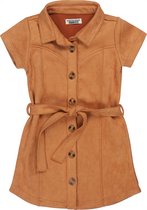 DJ DUTCHJEANS - Jurk - Bruin - doorknoop - met ceintuur - Maat 104