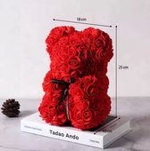 Rozen Teddy Beer 25 cm| Rose Teddy | Liefde | Valentijn Cadeau | Rood kleur in luxe verpakking