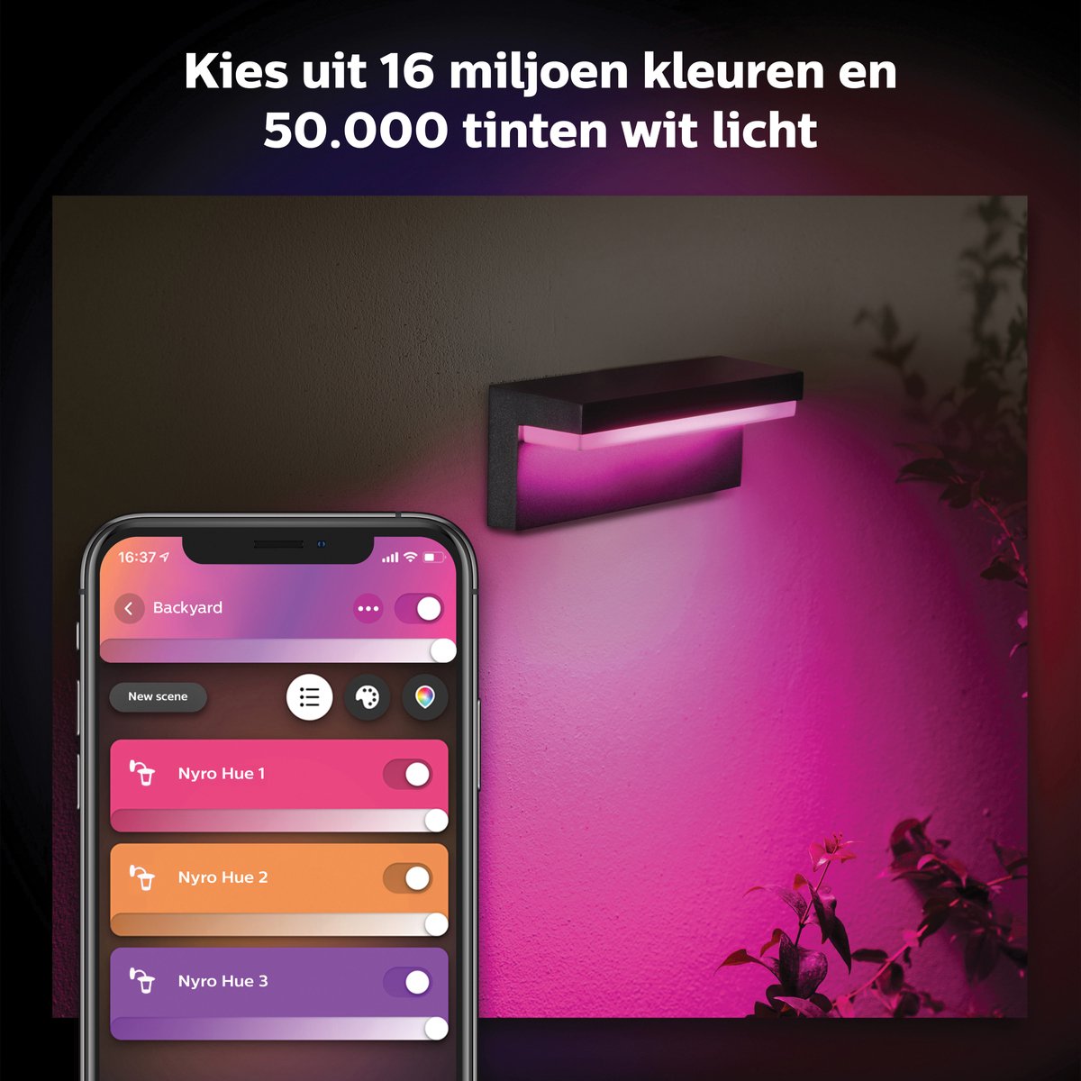 Philips Hue Nyro muurlamp - wit en gekleurd licht - zwart — afbeelding 3