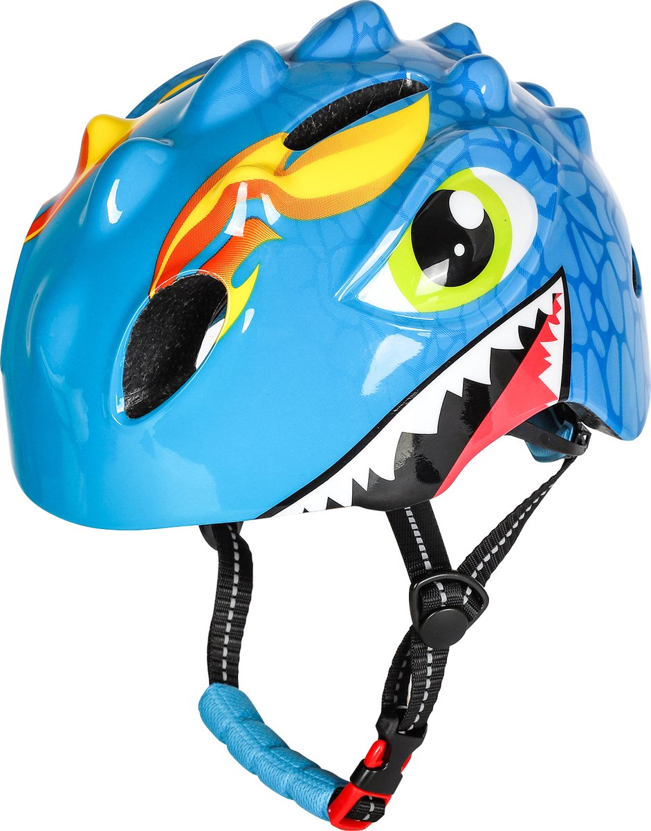Fietshelm Kinderen jongens Blauw - Kinderhelm Dino XS 46/51cm - Kind tot 10 Jaar