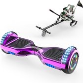 Microgo Hoverboard 6.5 Inch | Krachtige Motor | Sier LEDs | Bluetooth Speaker | Paars Chroom + Kart Camouflage