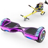 Microgo Hoverboard 6.5 Inch | Krachtige Motor | Sier LEDs | Bluetooth Speaker | Paars Chroom + Kart Hiphop