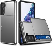 Samsung S21 pashouder hoesje - pasjes - Telehoesje - slide armor - Samsung - Android - Opberging - Creditcard - 2 in 1 - In 7 kleuren - Zwart - Donker blauw - Donker groen - Grijs