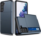 Samsung S21 pashouder hoesje - pasjes - Telehoesje - slide armor - Samsung - Android - Opberging - Creditcard - 2 in 1 - In 7 kleuren - Zwart - Donker blauw - Donker groen - Grijs - Goud - Ro