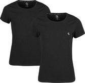 Calvin Klein dames small logo 2P O-hals shirts zwart - L