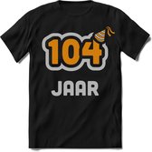 104 Jaar Feest kado T-Shirt Heren / Dames - Perfect Verjaardag Cadeau Shirt - Goud / Zilver - Maat 3XL