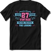 27 Jaar Legend - Feest kado T-Shirt Heren / Dames - Licht Blauw / Licht Roze - Perfect Verjaardag Cadeau Shirt - grappige Spreuken, Zinnen en Teksten. Maat 3XL