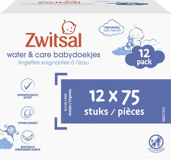 Zwitsal Water & Care Billendoekjes Parfumvrij - 900 doekjes -  Voordeelverpakking | bol.com