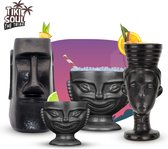 Tiki mugs - tiki bar set met cocktail kaart - hawaii decoratie bekers mug glazen boek