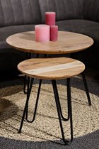 Salontafel 2 stuks acaciahout en metaal
