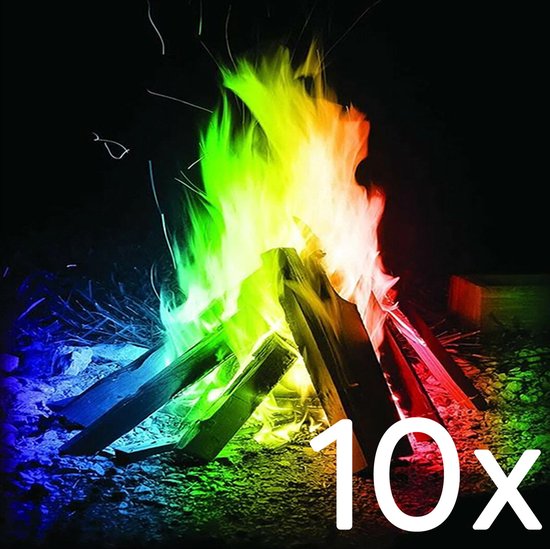 Magical Fire – Poeder voor gekleurd vuur – Magisch vuur – Openhaard gekleurd vuur – Colourful Flames – Mystical Fire – Kleur poeder vuur – Gekleurde vlammen – 10 stuks – 10 Gram per zakje