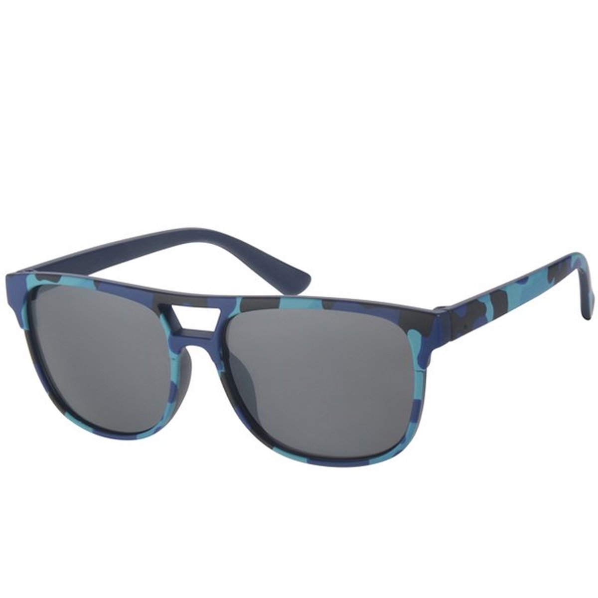 Kinderzonnebril blauw camouflage 5-8jr - 100% UV cat 3